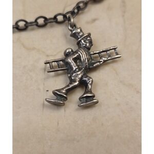 Vintage 800 Silver Chimney Sweeper Charm On 7" Charm Chain Bracelet